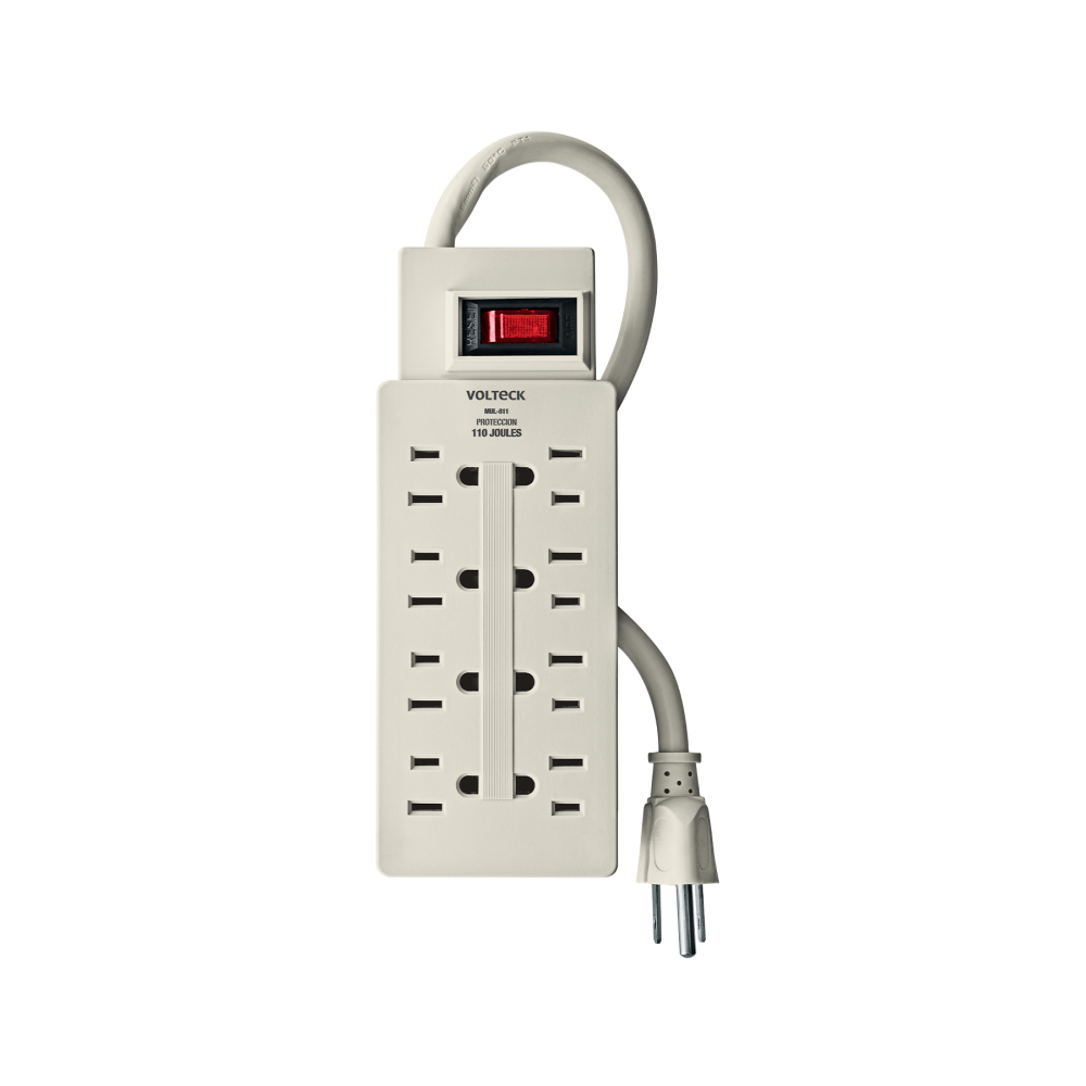 Multicontacto 14 AWG 8 entradas supresor de picos 110 joules MUL-811