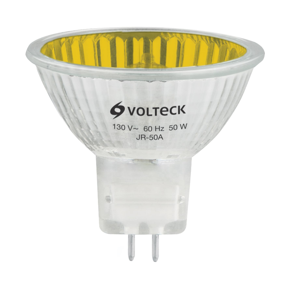 Lámpara de halógeno amarillo 50 W tipo MR16 en caja, VOLTECK JR-50A