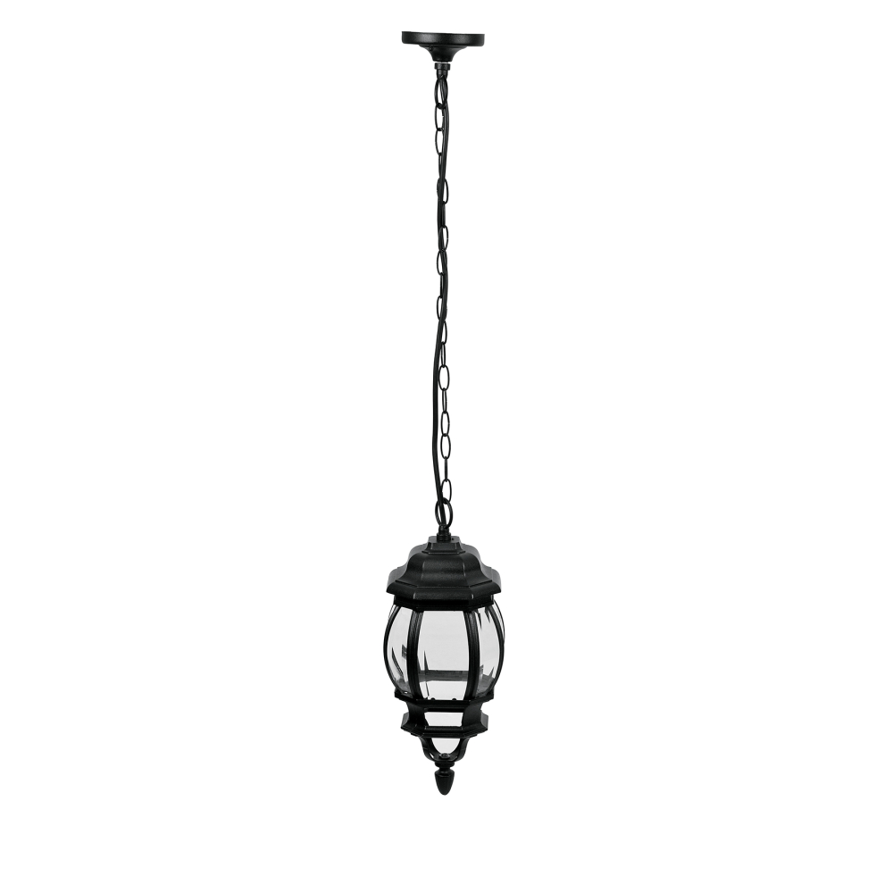 Arbotante tipo farol tradicional colgante p/exterior, negro COL-101S