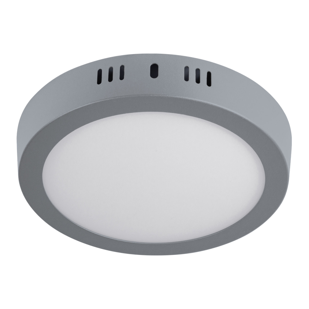 Luminario LED plafón 12W 6500K, redondo, gris, VOLTECK PLA-215L