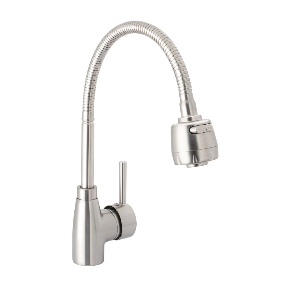 Monomando para fregadero con cuello flexible, satín, TÚBIG TBF-87N