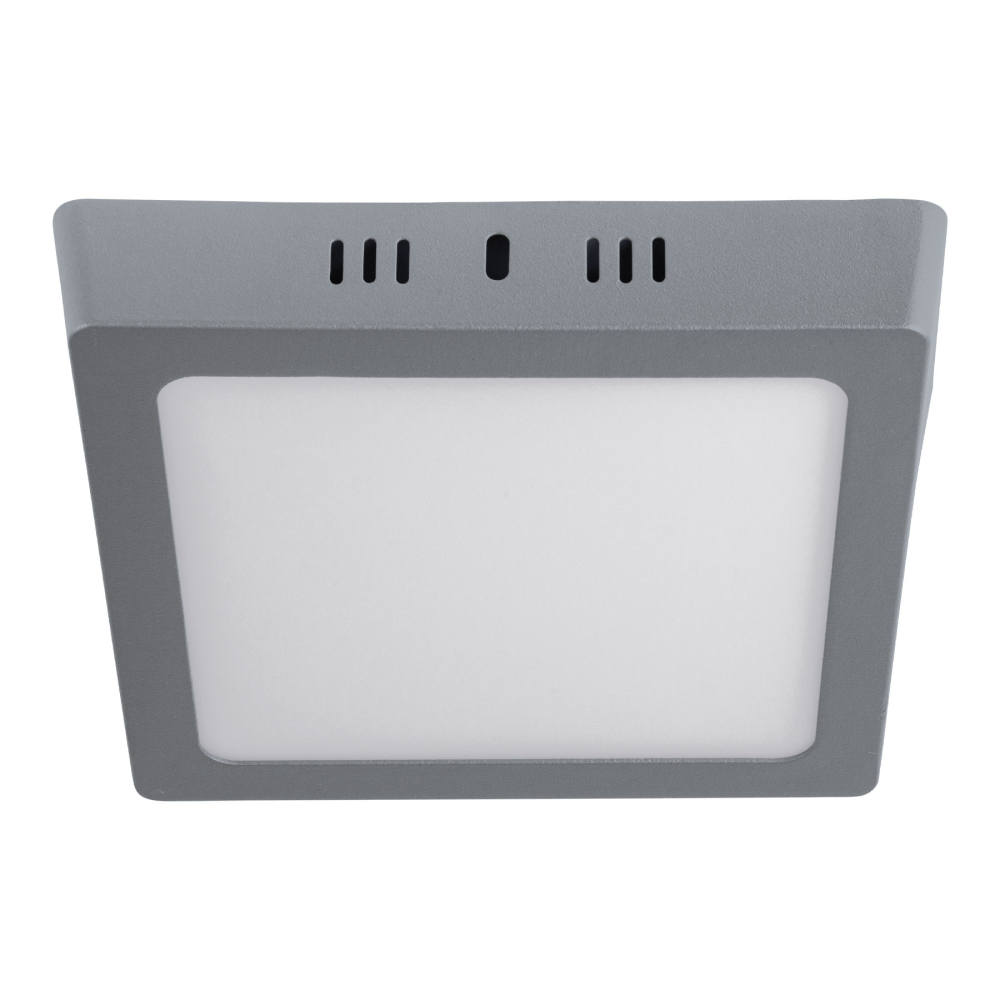 Luminario LED plafón 12W 6500K, cuadrado, gris, VOLTECK PLA-219L