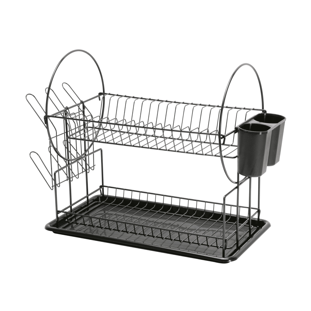 Escurridor negro de acero con 2 niveles para trastes ETR-3