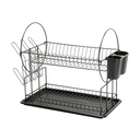 Escurridor negro de acero con 2 niveles para trastes ETR-3