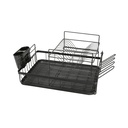 Escurridor negro de acero con 2 niveles para trastes, grande ETR-4