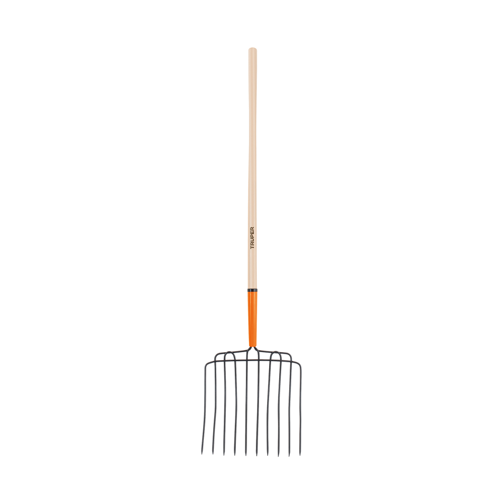 Bieldo para estiércol, 10 dientes, mango 48', cabeza soldada BPJ-10L