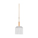 Bieldo para estiércol, 10 dientes, mango 48', cabeza soldada BPJ-10L