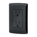 Contacto dúplex aterrizado, color negro, línea Italiana CODO-IN