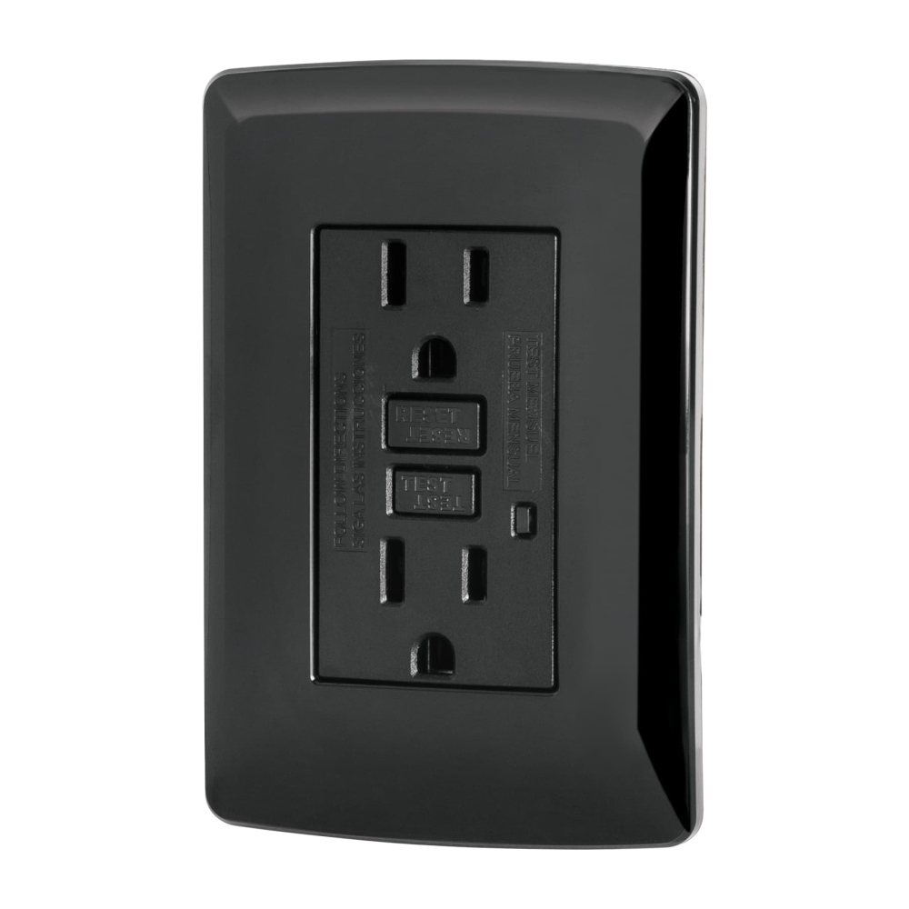 Contacto dúplex falla a tierra GFCI, negro, línea Italiana CODO-GFCIN