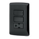 Placa armada contacto 2 interruptores, negro, Línea Italiana PA-APCO-I2N