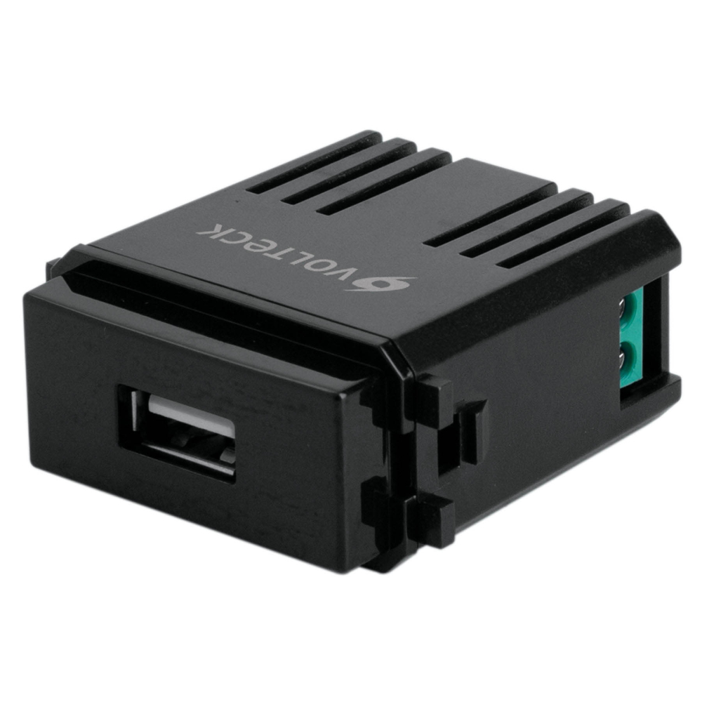 Módulo USB, línea Italiana, color negro, VOLTECK CUSB-IN