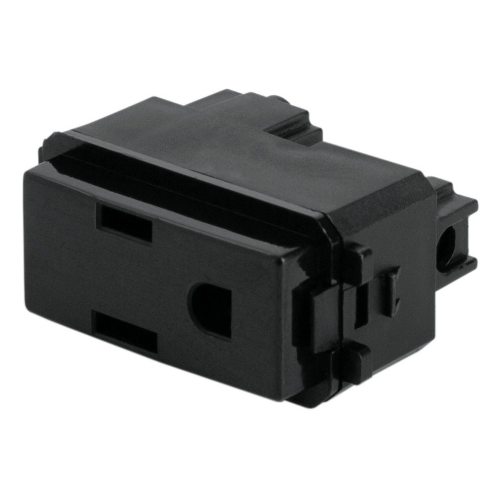 Contacto sencillo, 2 polos + tierra, línea Italiana, negro COA-IN