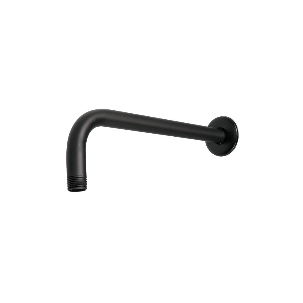 Brazo recto con chapetón para regadera, 30 cm, negro mate BCH-600M