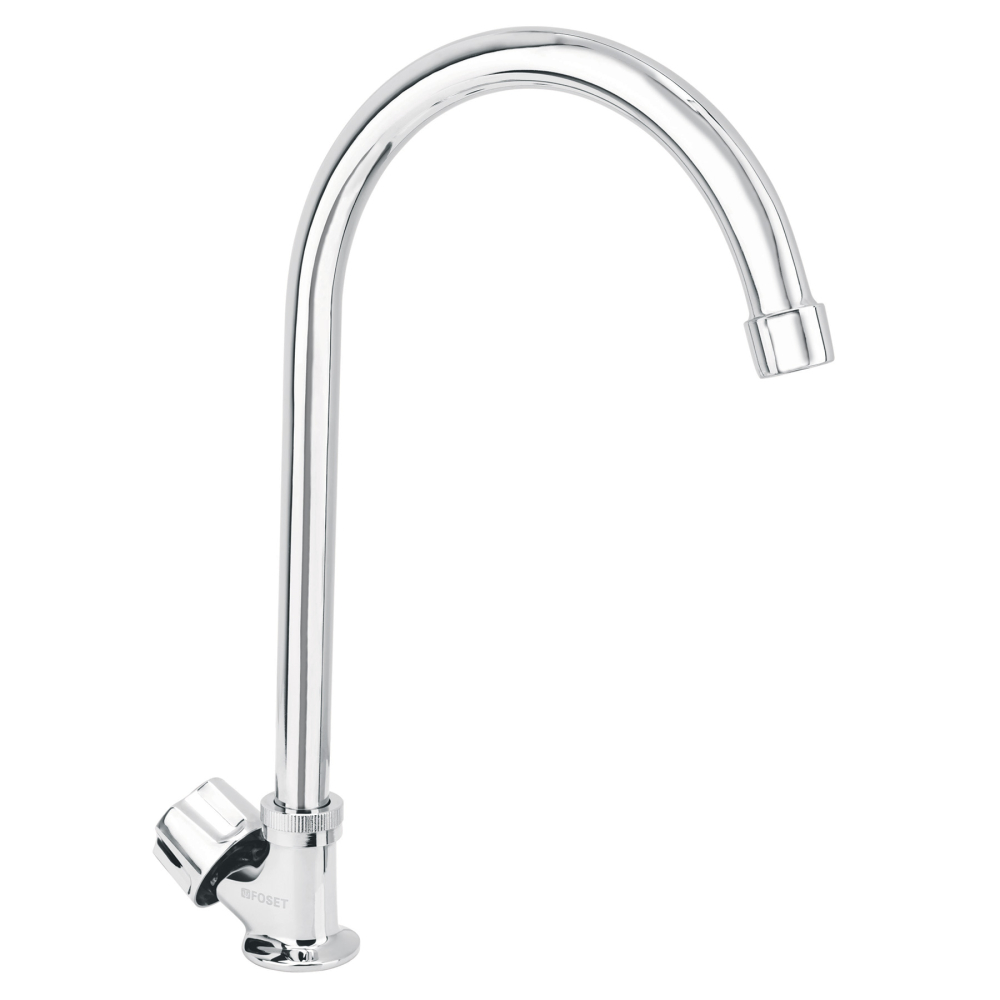 Llave individual fregadero, cuello curvo, hexagonal, BASIC F-314