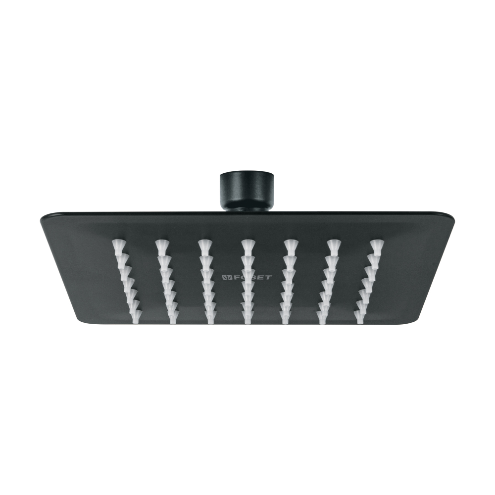 Regadera cuadrada 6', acero inox, sin brazo, negro, TÚBIG R-414SM