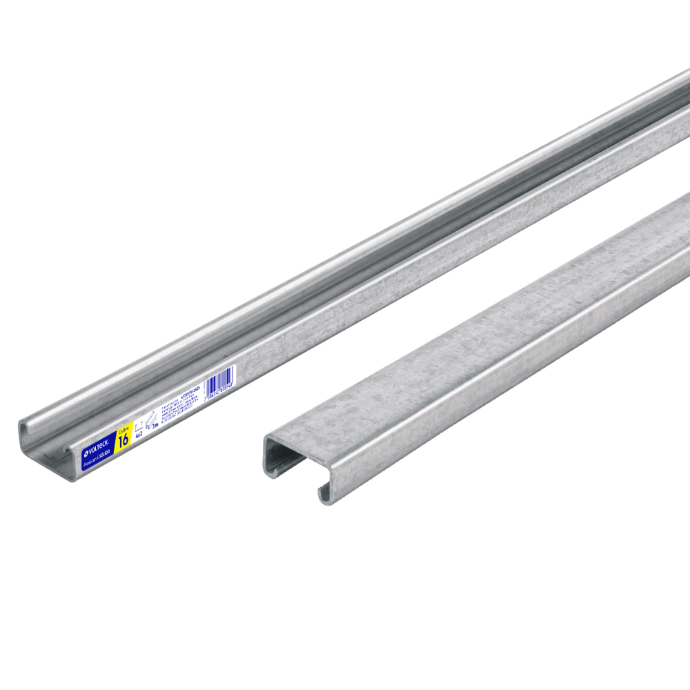 Perfil monocanal sólido de 3 m, 4 x 2 cm cal. 16, VOLTECK PU-162S