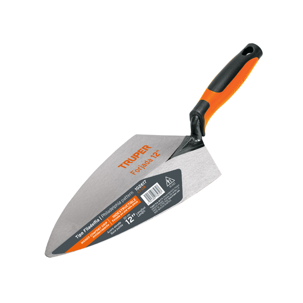 Cuchara para albañil 12' forjada tipo Filadelfia,mgo Comfort CT-12B