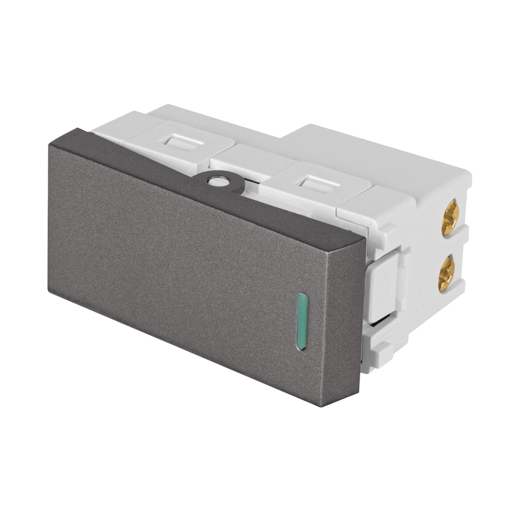 Interruptor sencillo acero inox de 1 módulo, línea Lisboa APSE-LA