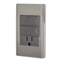 Placa armada acero 2 interruptores y contacto 1 mód, Lisboa PA-APCO-L2A