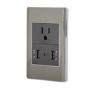 Placa armada acero contacto y 2 puertos USB 1.5 mód, Lisboa COUSB-LA