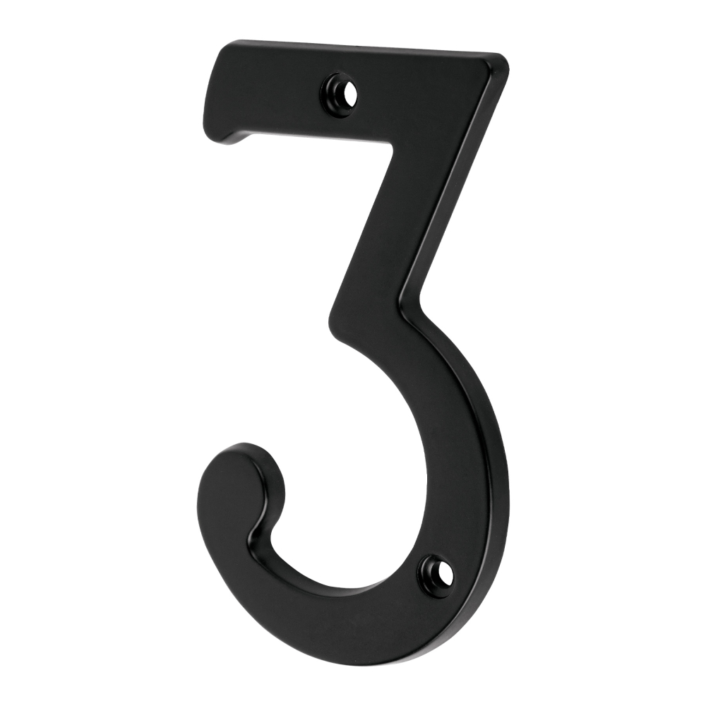 Número 3 de latón sólido 4', negro, HERMEX NUCH-3N