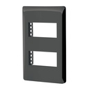 Placa negra de 2 ventanas 1 módulo, línea Lisboa, Volteck PPDO-LN