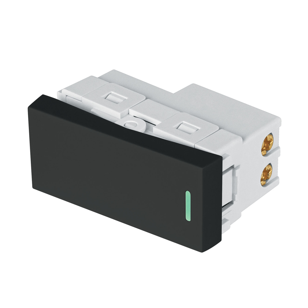 Interruptor sencillo negro de 1 módulo, línea Lisboa APSE-LN