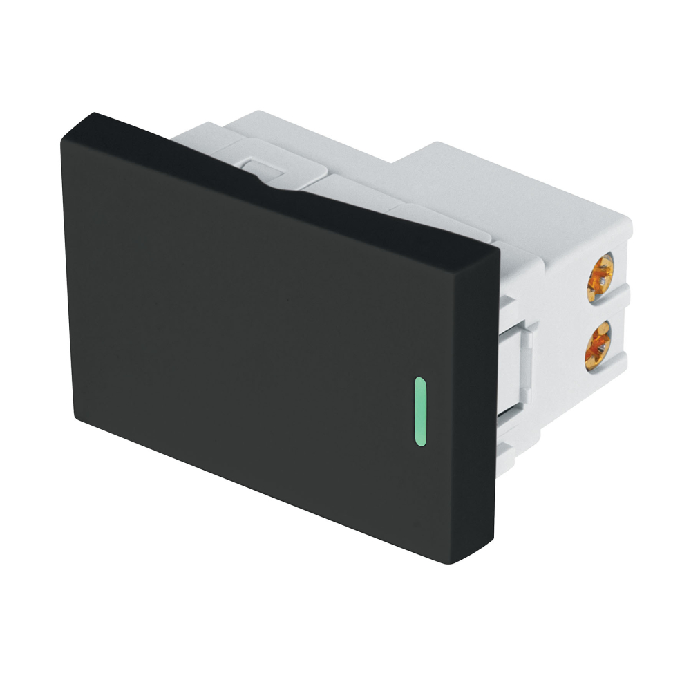 Interruptor sencillo negro de 1.5 módulos, línea Lisboa APSE15-LN