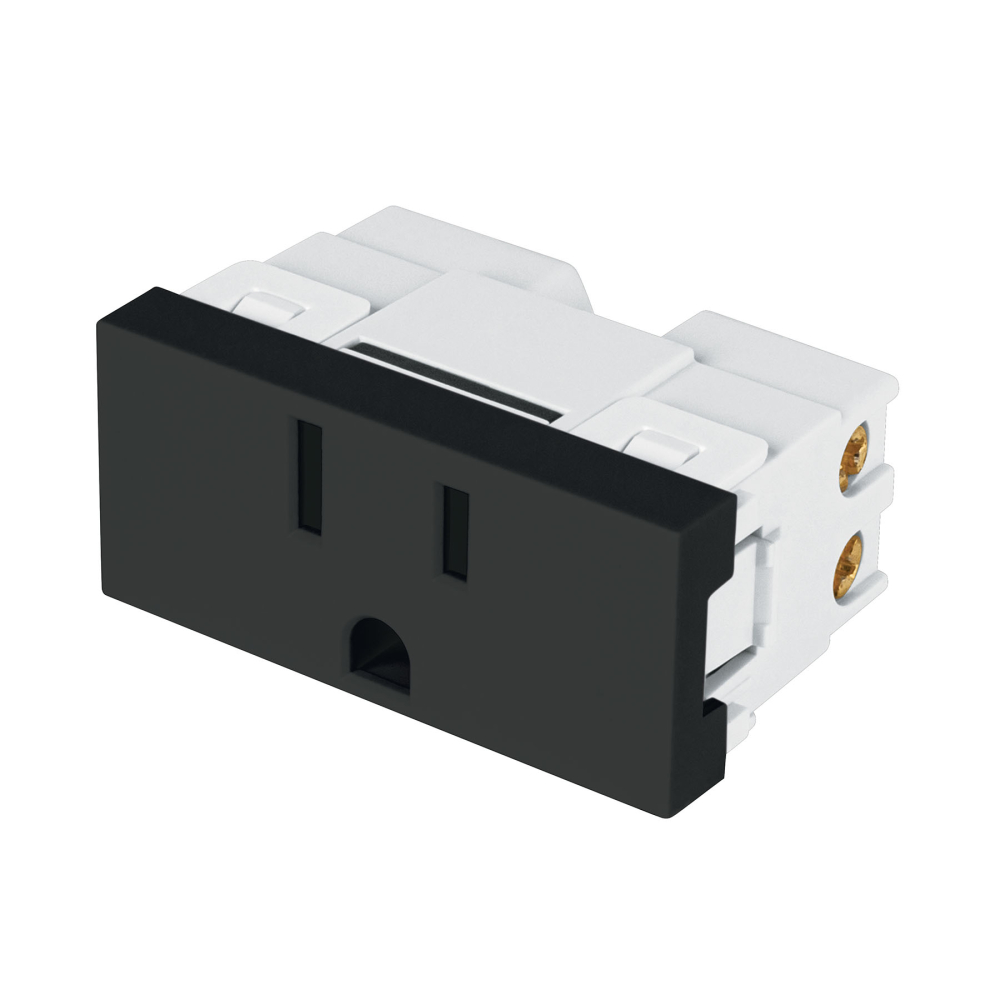 Contacto aterrizado negro de 1 módulo, línea Lisboa, Volteck COA-LN