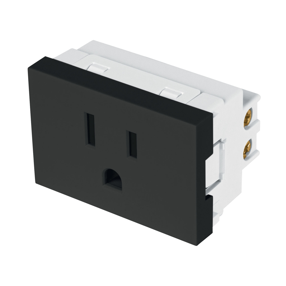 Contacto aterrizado negro de 1.5 módulos, línea Lisboa COA15-LN