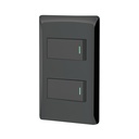 Placa armada negra con 2 interruptores 1 módulo, Lisboa PA-APDO1-LN