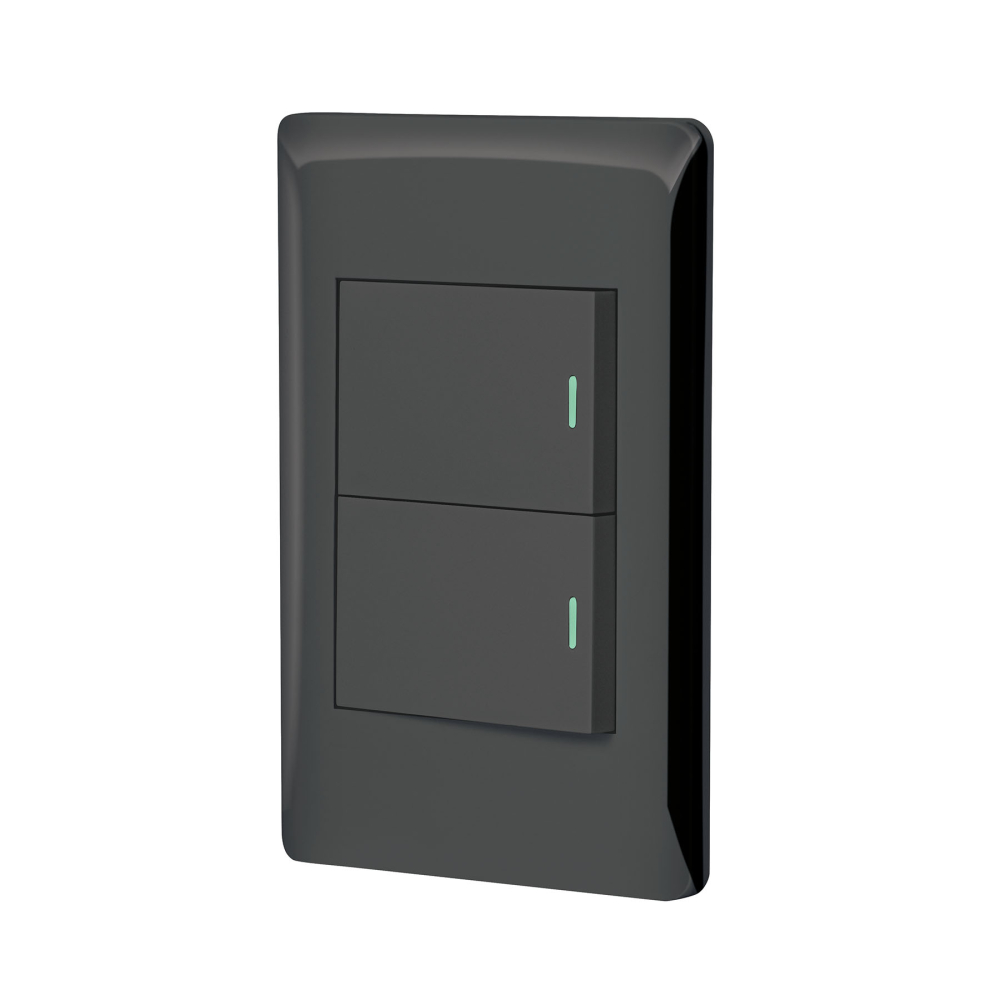 Placa armada negra 2 interruptores 1.5 módulos, Lisboa PA-APDO15-LN