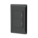 Placa armada negra 2 interruptores 1.5 módulos, Lisboa PA-APDO15-LN