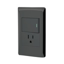 Placa armada negra interruptor y contacto 1.5 mód, Lisboa PA-APCO15-LN