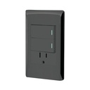 Placa armada negra 2 interruptores y contacto 1 mód, Lisboa PA-APCO-L2N