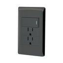 Placa armada negra interruptor y 2 contactos 1 mód, Lisboa PA-APCO-L3N