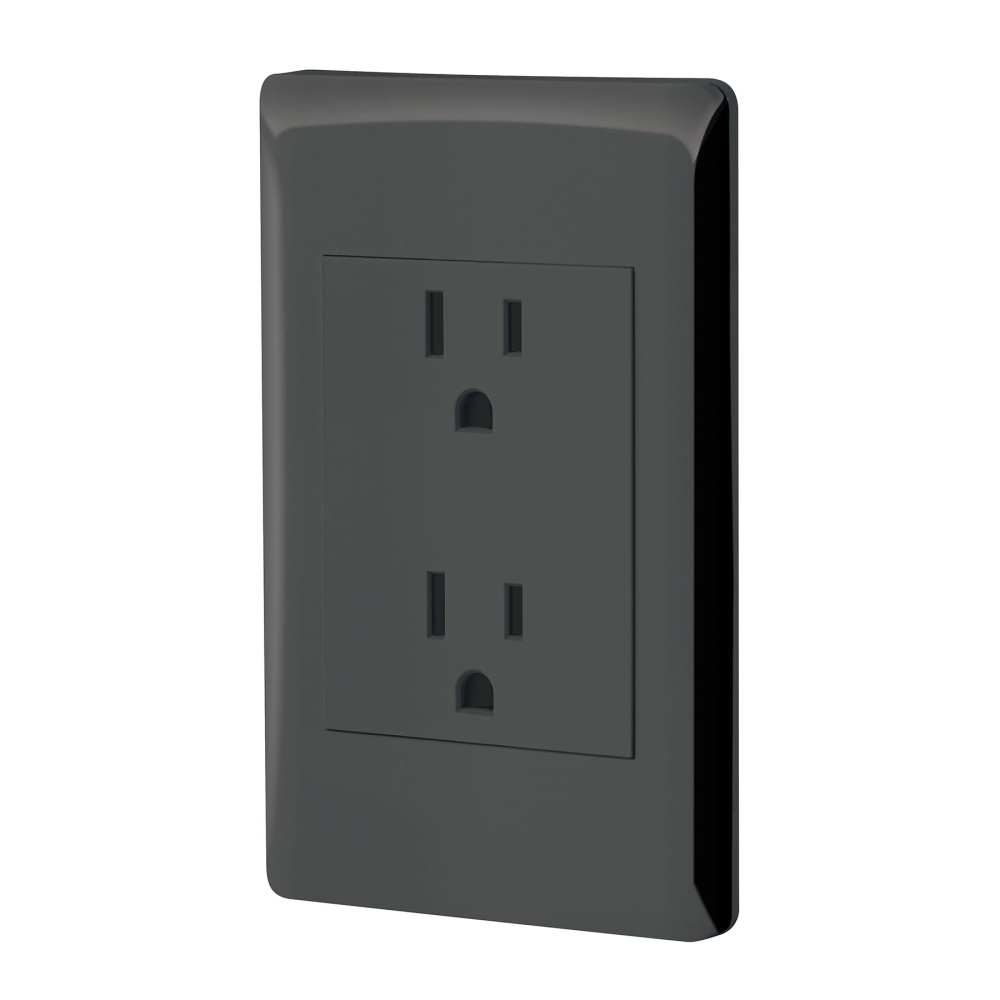 Placa armada negra contacto dúplex 3 módulos, Lisboa CODO-LN