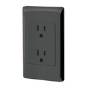 Placa armada negra contacto dúplex 3 módulos, Lisboa CODO-LN