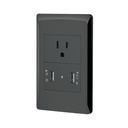 Placa armada negra contacto y 2 puertos USB 1.5 mód, Lisboa COUSB-LN