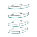 Juego de 4 repisas esquineras de vidrio, FOSET RES-4V