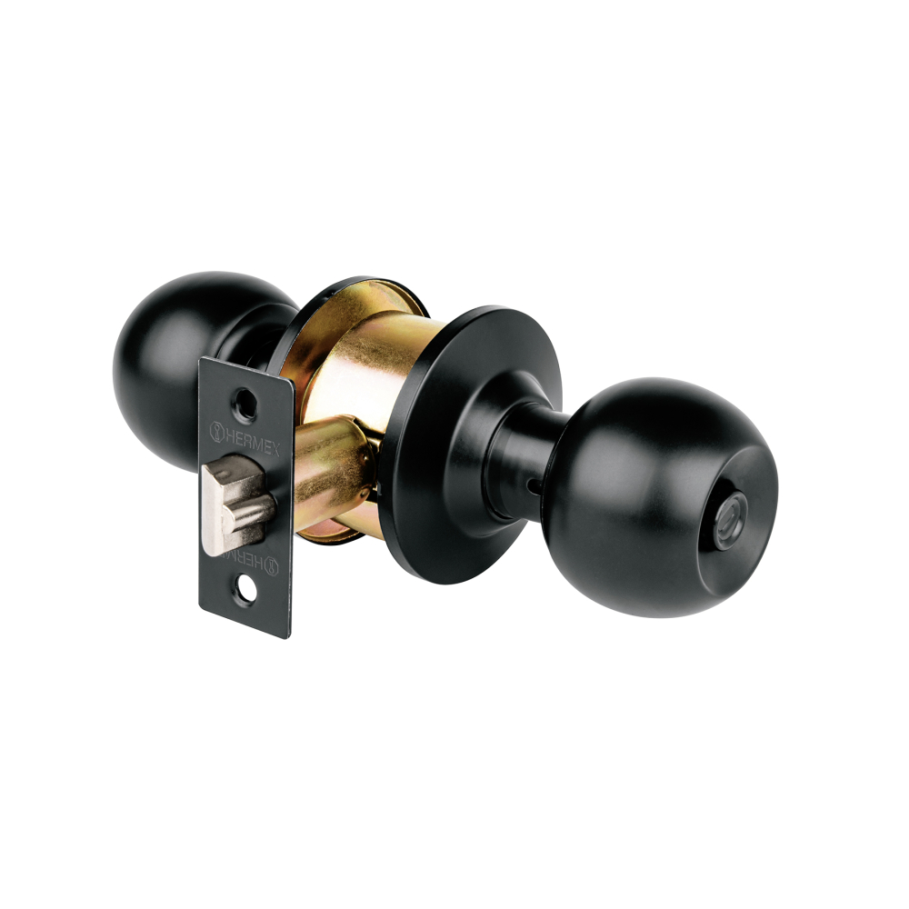 Cerradura pomo, negro, esfera, recámara, HERMEX CEPO-61R