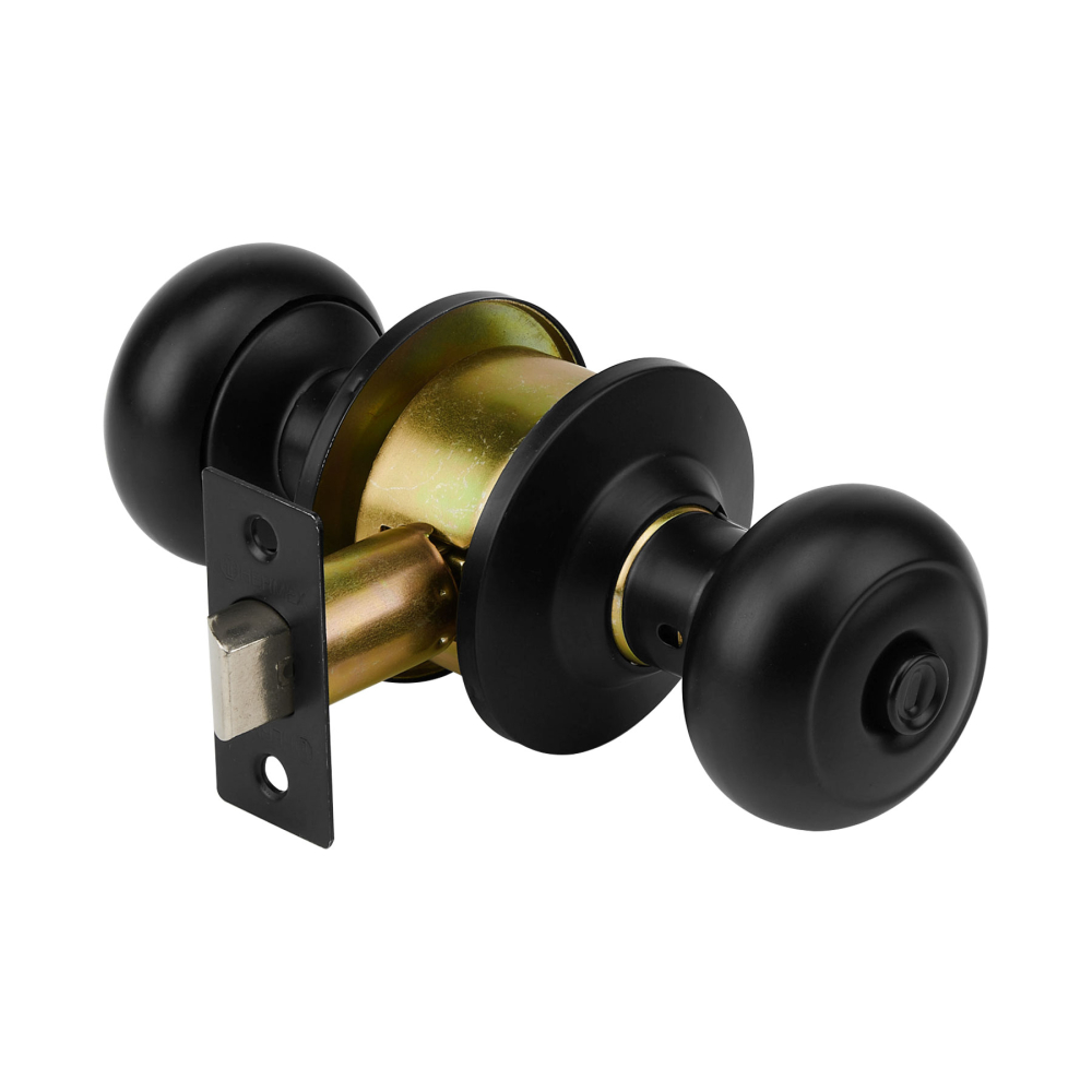 Cerradura pomo, negro, oval, baño, HERMEX CEPO-62B