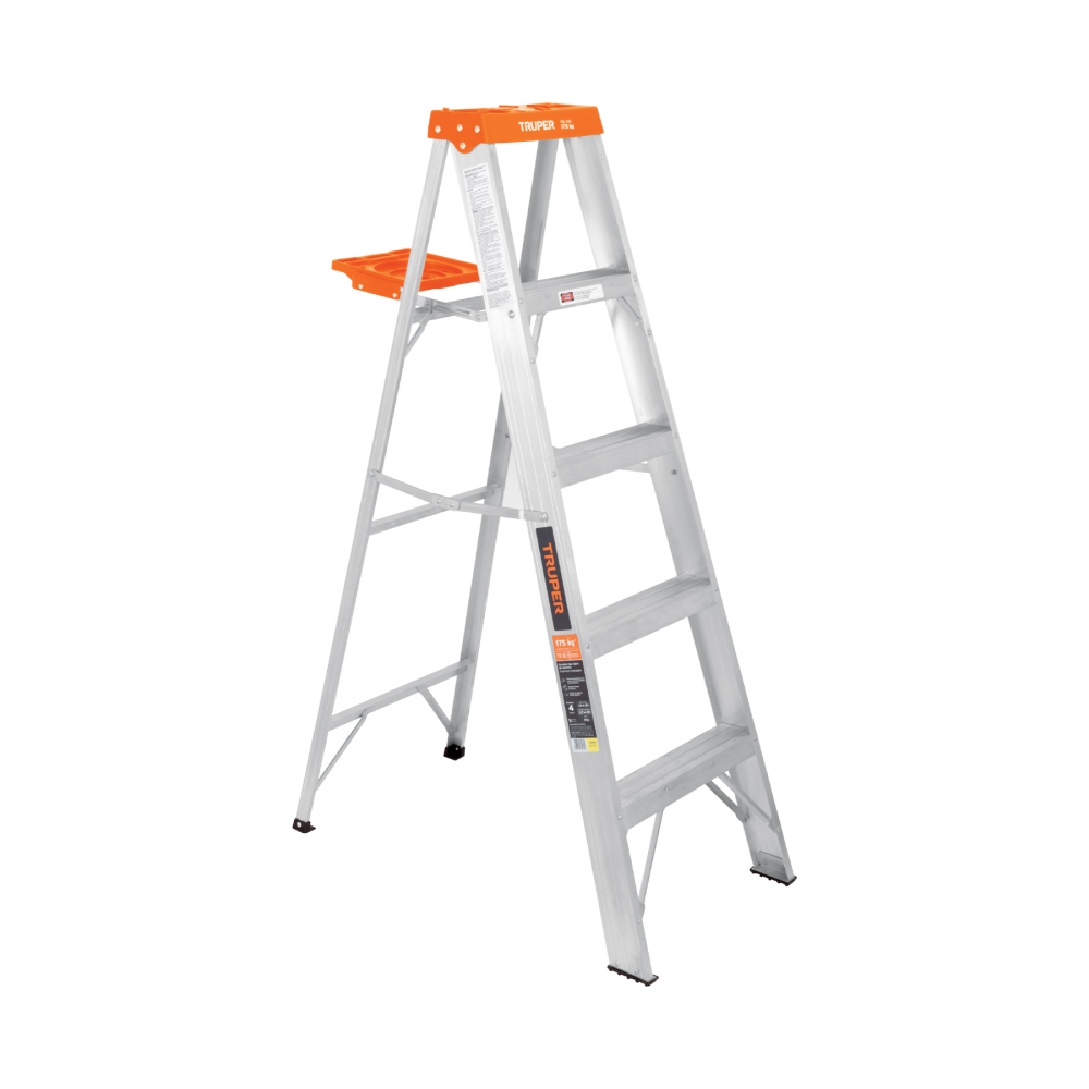 Escalera de tijera tipo ll 4 peldaños y bandeja, TRUPER EST-24