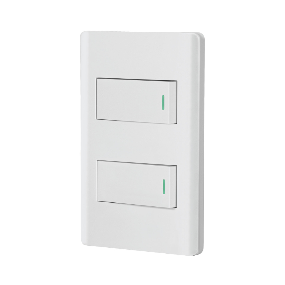 Placa armada blanca con 2 interruptores 1 módulo, Lisboa PA-APDO1-LB