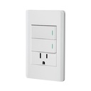 Placa armada blanca 2 interruptores y contacto 1 mód, Lisboa PA-APCO-L2B