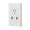 Placa armada blanca contacto y 2 puertos USB 1.5 mód, Lisboa COUSB-LB