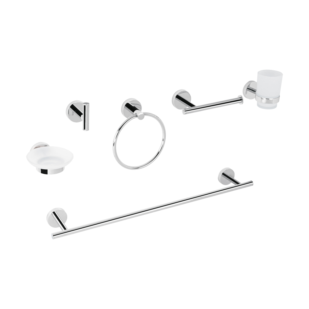 Juego de 6 accesorios para baño acabado cromo, FOSET TÚBIG TBA-7000