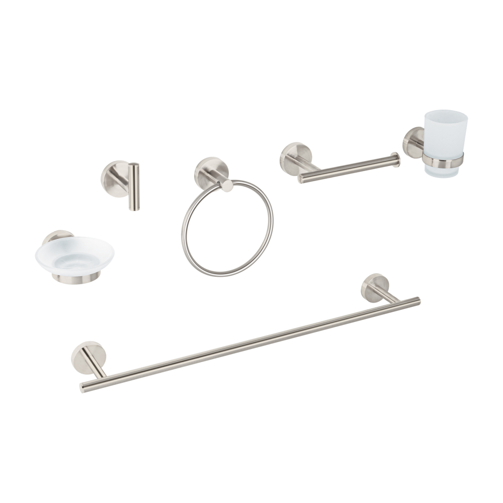 Juego de 6 accesorios para baño acabado satín, FOSET TÚBIG TBA-7000N