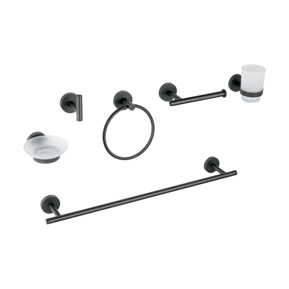 Juego de 6 accesorios para baño acabado negro, FOSET TÚBIG TBA-7000M