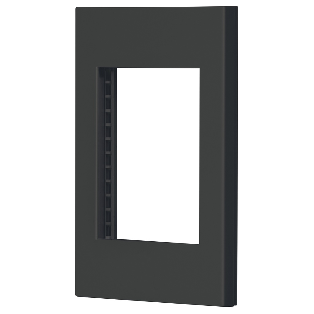 Placa 1 ventana, 3 módulos, línea Española, color negro PPTR-EN